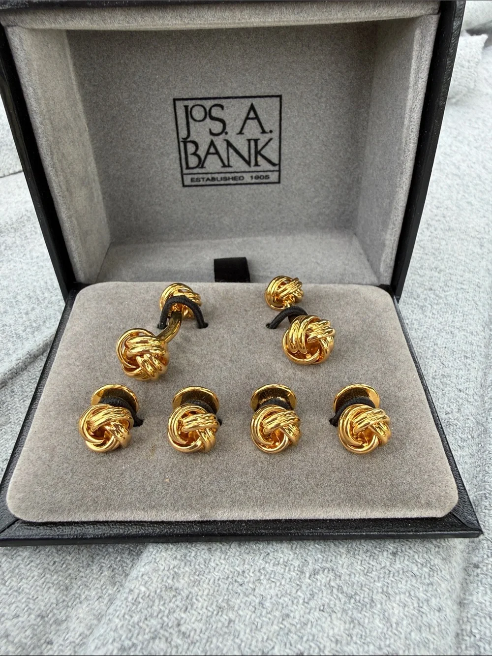 Jos. A. Bank Gold-Tone Knot Cufflinks & Shirt Studs Set